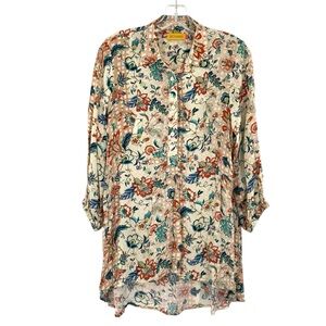 Benares Floral Babydoll Hi Low Tunic Blouse